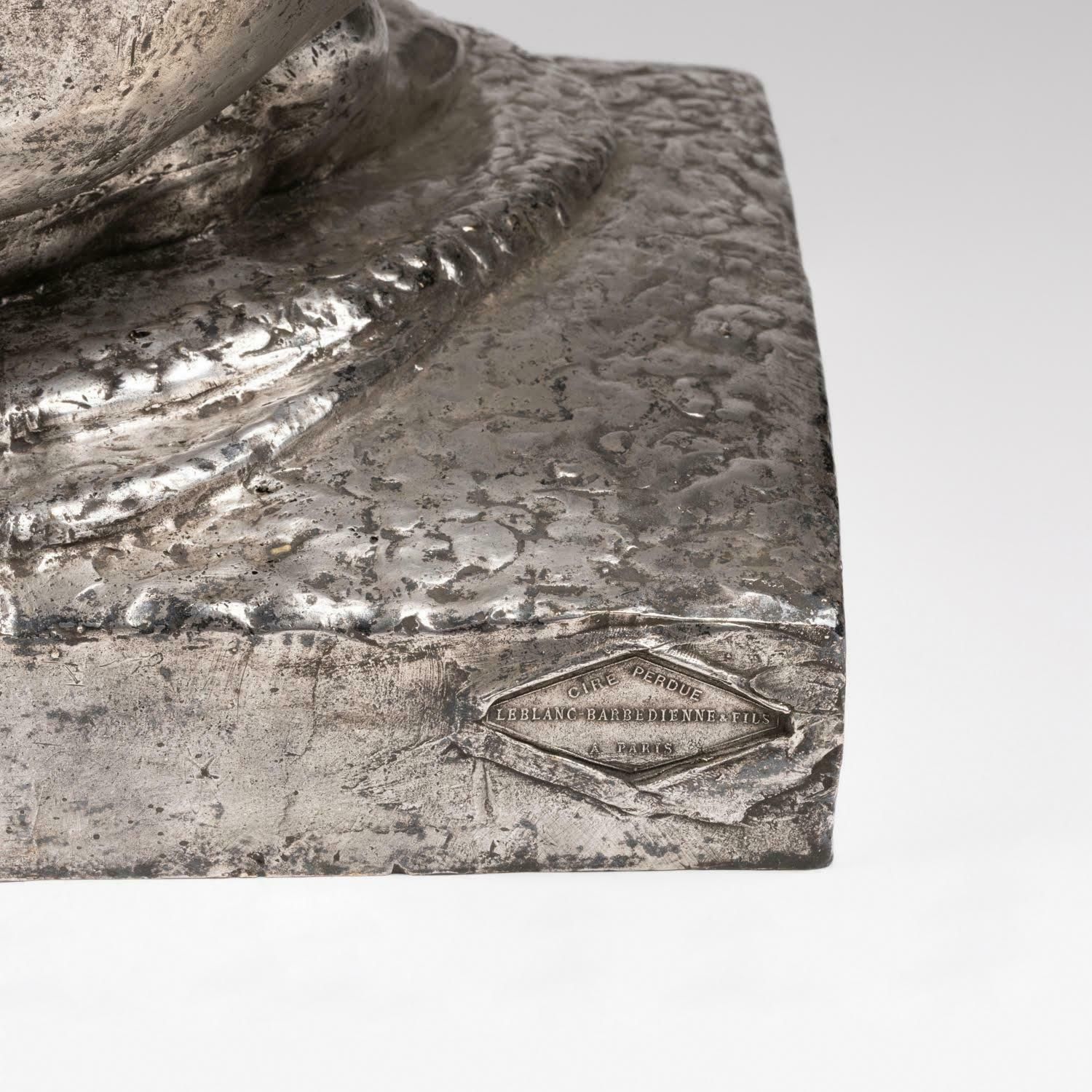 26478.21 Large Silver Plated Bronze Sculpture By Pierre Traverse, Circa 1930, Art Deco. photo
