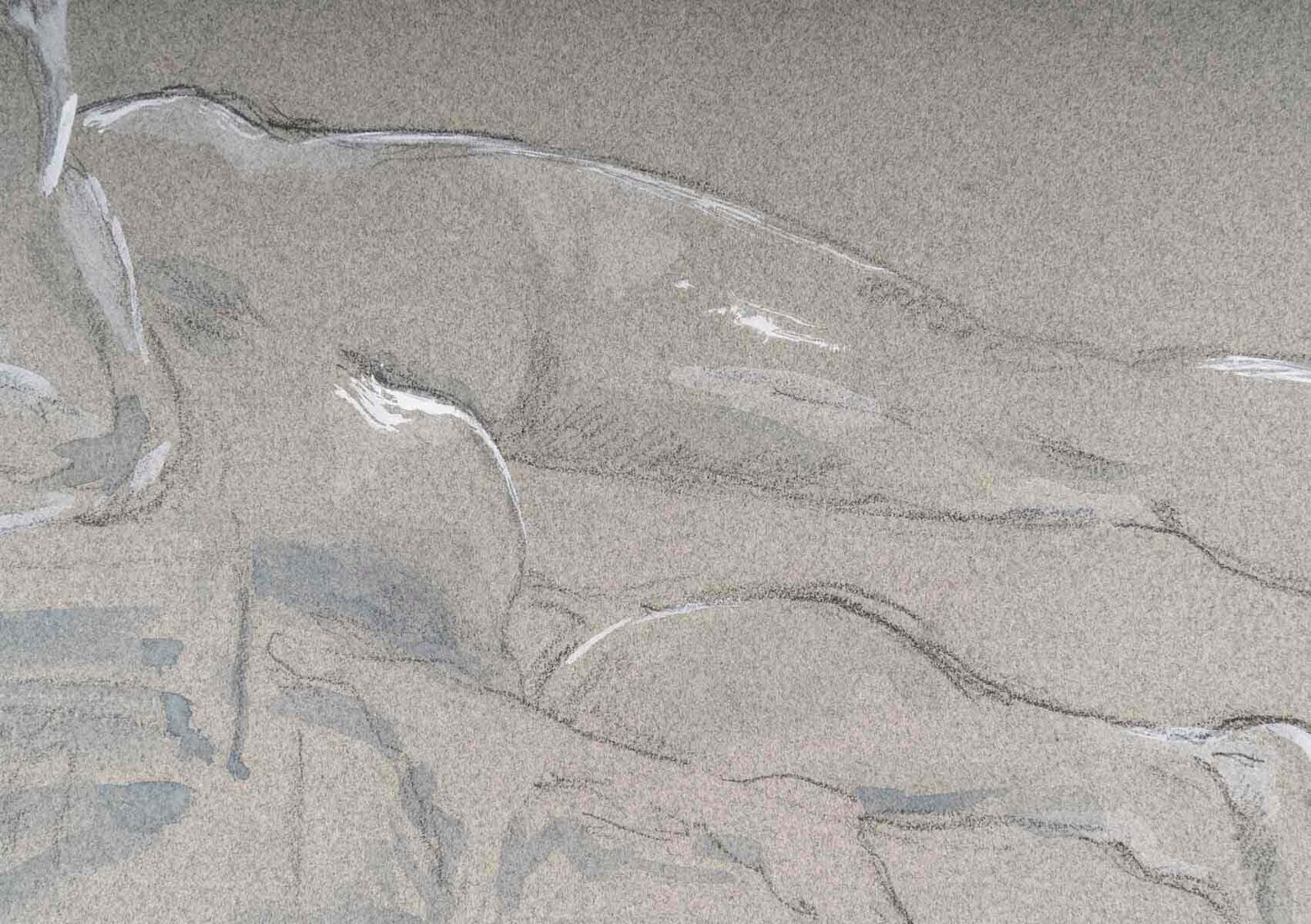 Pencil And Watercolour Drawing On Paper Of A Reclining Man, 20th Century. photo Art