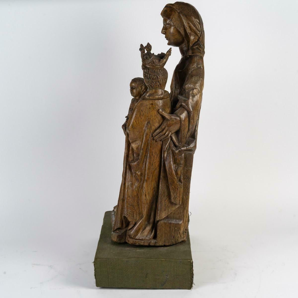 Oak Sculpture Of Saint Anne, 16th Century. photo vintage