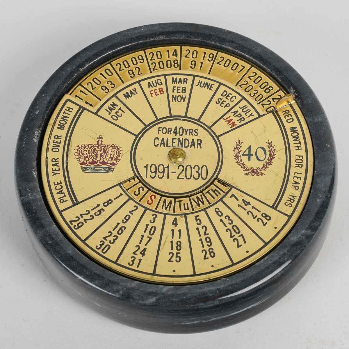Scientific Calendar In Brass And Marble For The 40 Years, 1991 2030. $193.62 photo furniture
