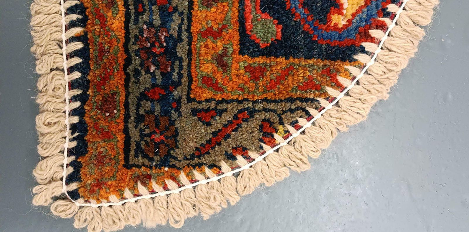 Handmade Rug Doormat Oriental Rug Half Circular Interior Carpet Mat Entrance Way photo for sale