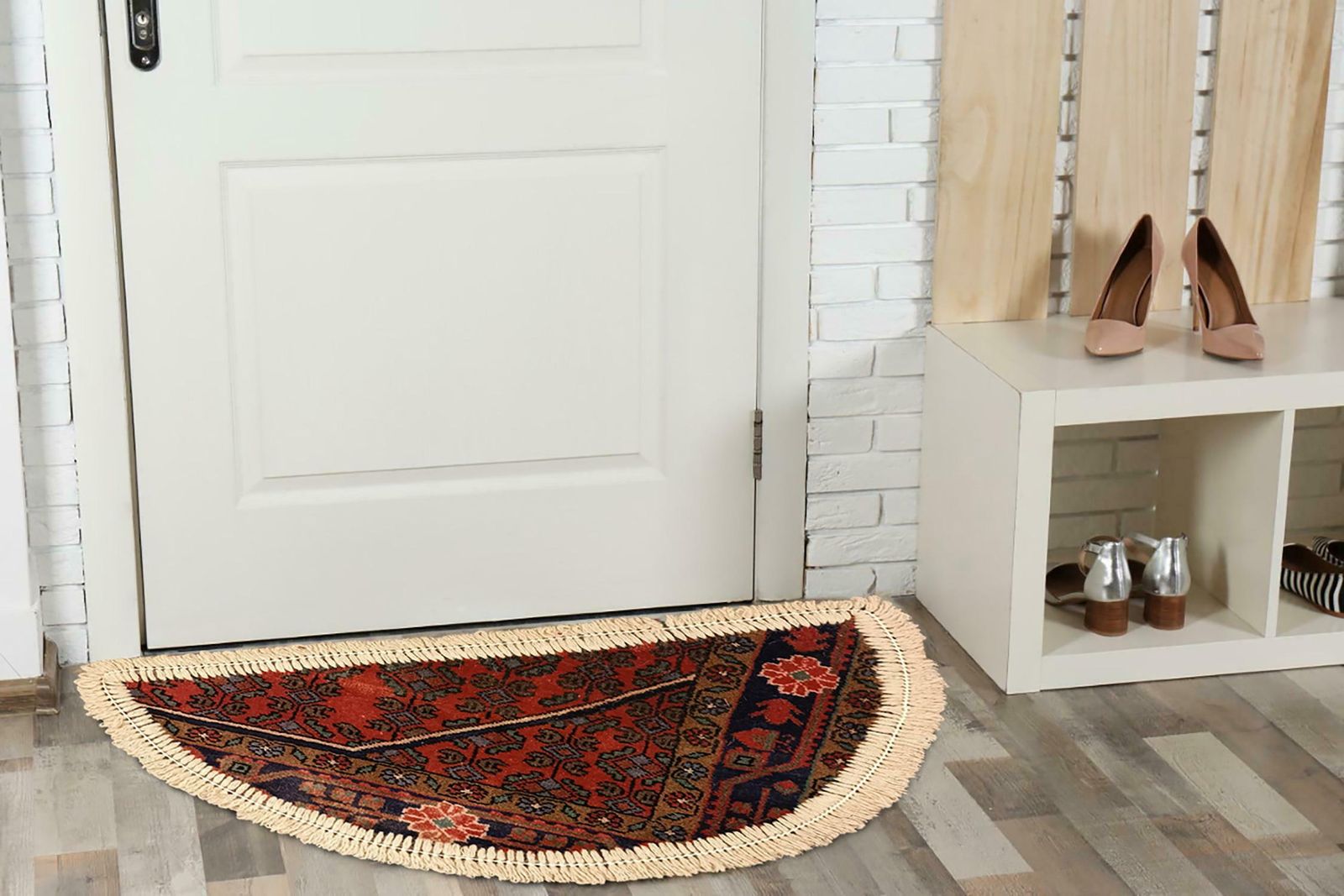 Handmade Rug Doormat Oriental Rug Half Circular Interior Carpet Mat Entrance Way photo 380.0