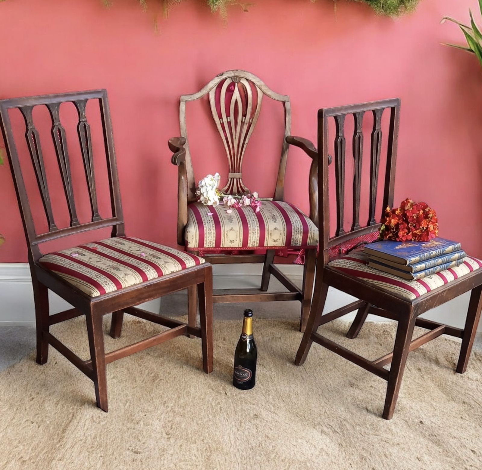 Early Victorian Hepplewhite Style Desk Chair And Two Side Chairs. photo buy