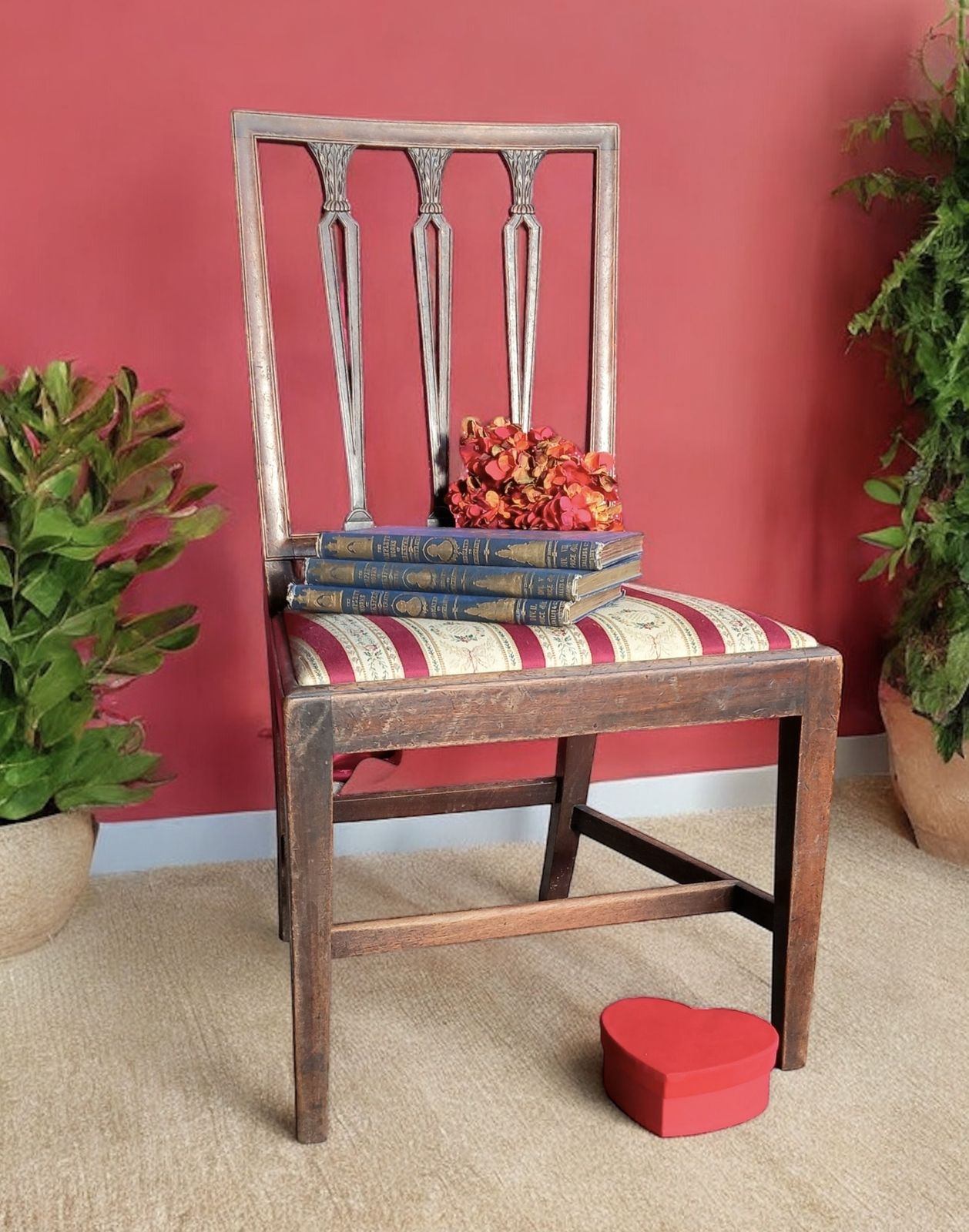 photo furniture Early Victorian Hepplewhite Style Desk Chair And Two Side Chairs.