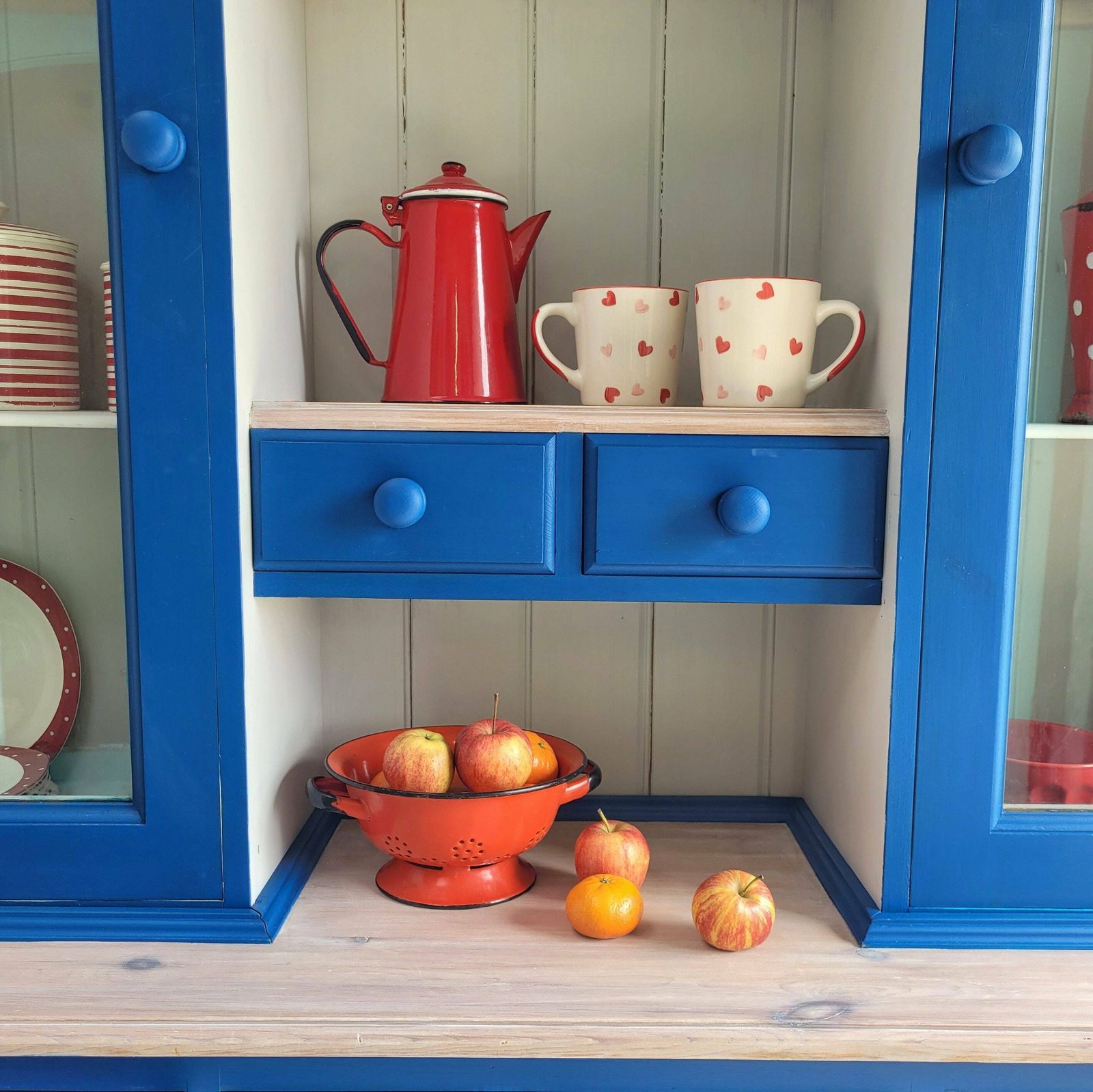 photo for sale Commission Item Large Blue And White Welsh Hand Painted Pine Kitchen Dresser