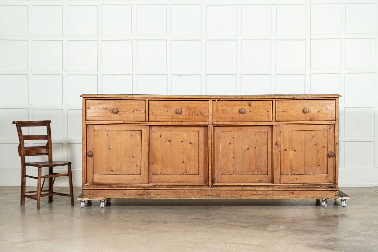 Monumental English 19thc Pine Dresser Base photo Furniture