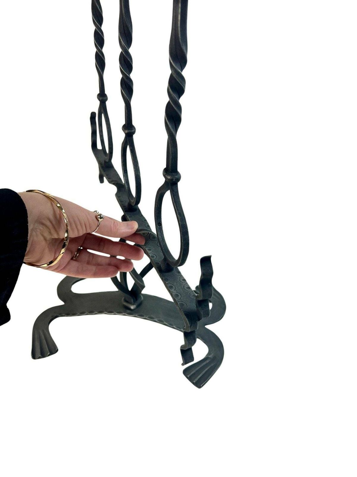 Large 3 Candle Wrought Iron Candle Holder, Altar Candle Holder, Brutalist Gothic, Rustic Candelabra From Switzerland photo 192.0