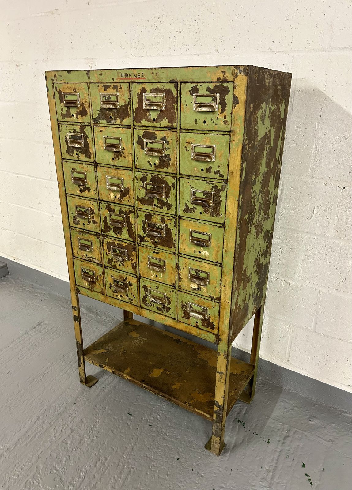 Industrial Bank Of Drawers Filing Chest Painted Metal photo furniture