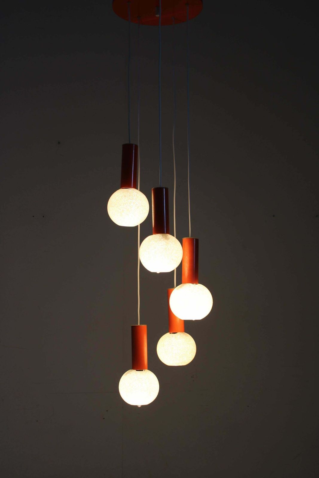 photo furniture 1970s Cascade Chandelier With Plastic Shades, Czechoslovakia