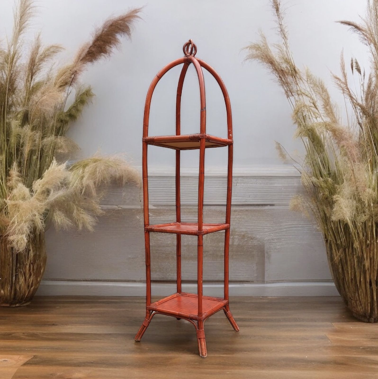 Mid Century Bamboo And Rattan Whatnot Shelf photo vinterior