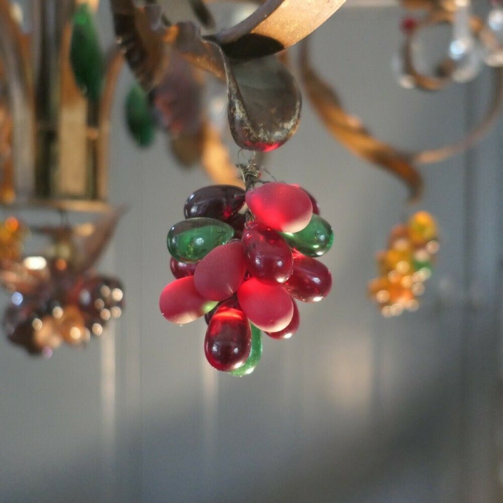6 Branch Chandelier Hung With Coloured Crystal Fruits, Grapes, Apples And Pears photo 1080.0