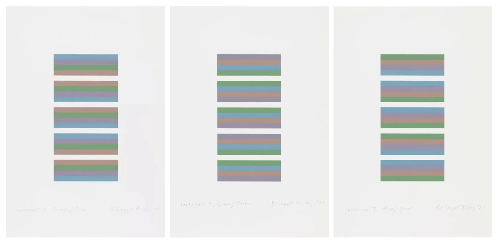 Bridget Riley Intervals 3   The Matching Set Of 3