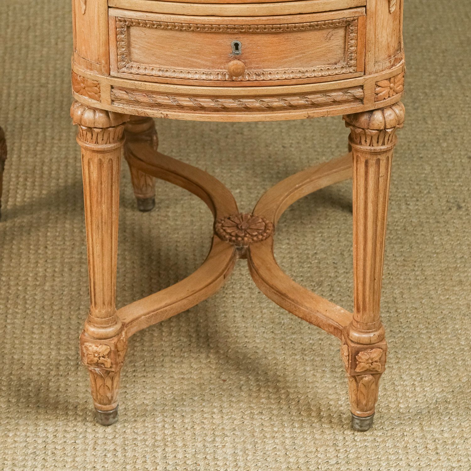 photo vinterior Italian 19th Century Renaissance Beech Lime Washed Beside Tables Cabinets Nightstands (Circa 1870)