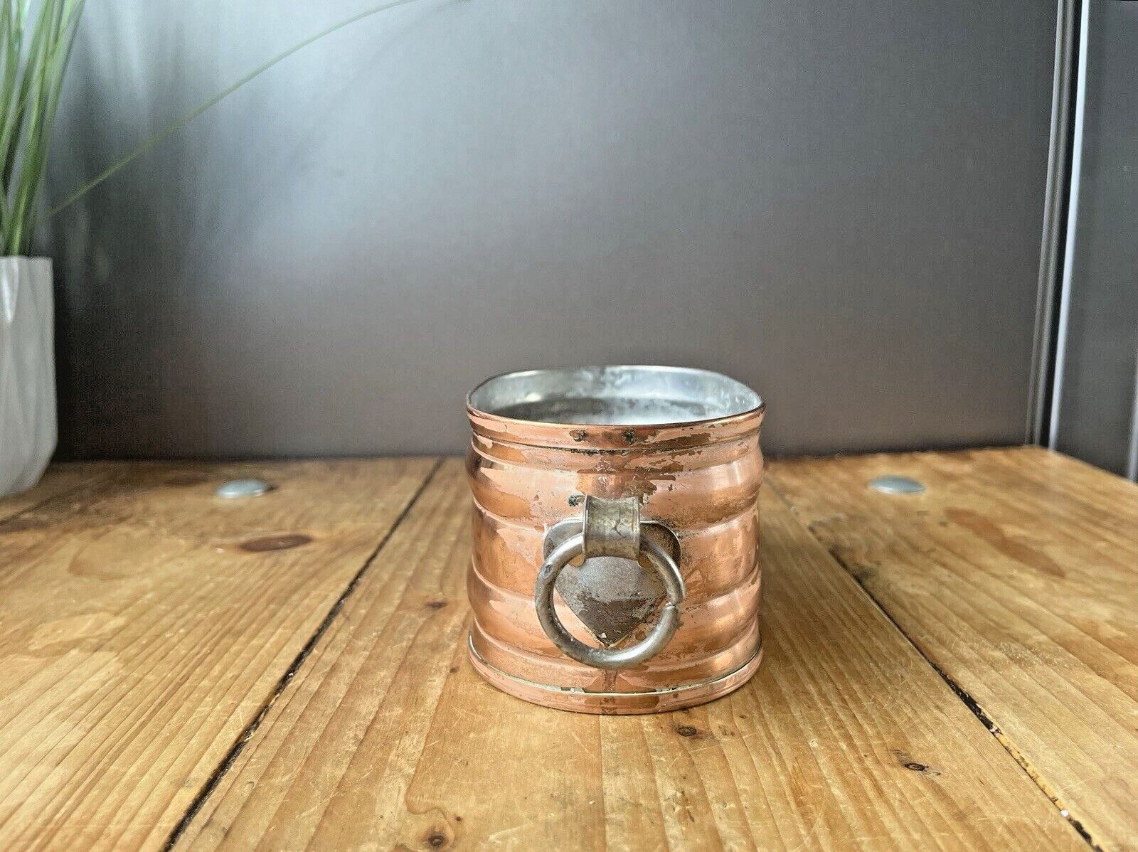 Vintage Swedish Copper Ribbed Heart Dimpled Flower Trough Herb Planter Plant Pot photo 50.0