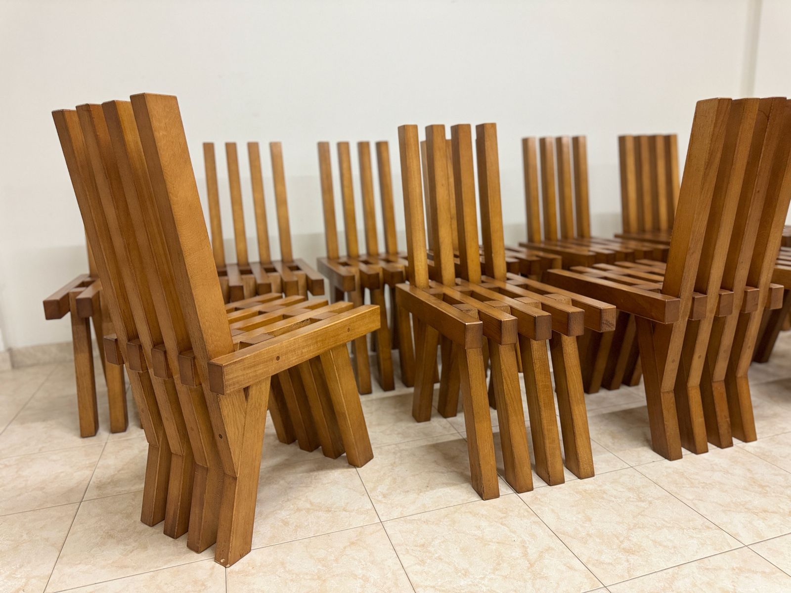 Set Of Twelve Brutalist Dining Chairs In Outrageous Style photo buy