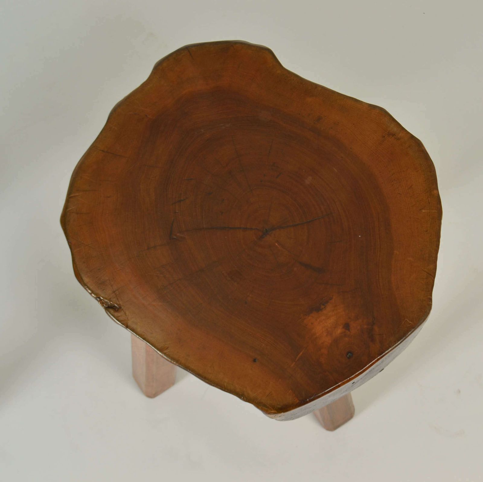Furniture 1970s Burl Wood Pair Of Side Tables photo