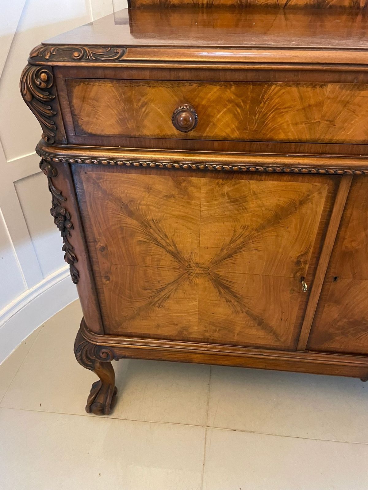 Superb Quality Antique Early 20th Century Carved Burr Walnut Sideboard By Maple And Co. photo buy