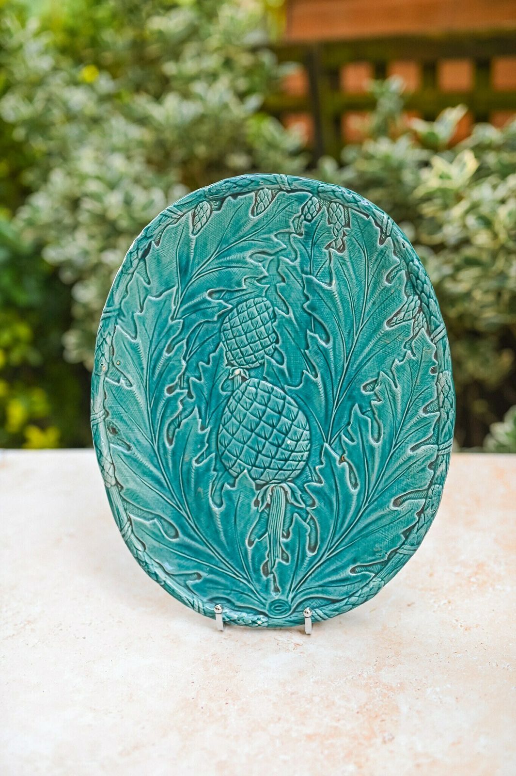 Asparagus And Artichokes Majolica Dish, French Green Majolica photo 55.0
