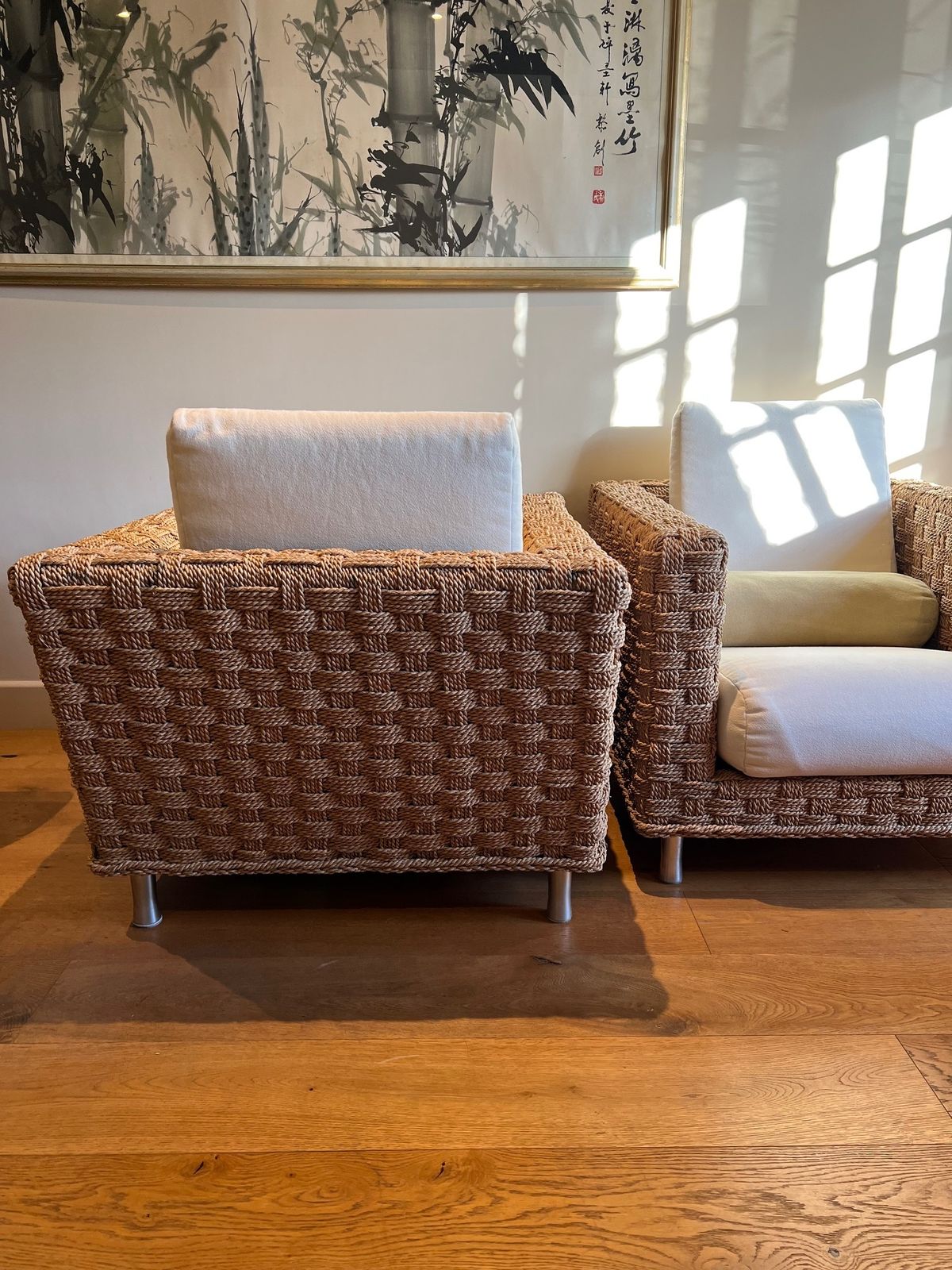 photo furniture French Woven Hemp Rope Lounge Chairs 'Wicky' By Didier Gomez For Ligne Roset