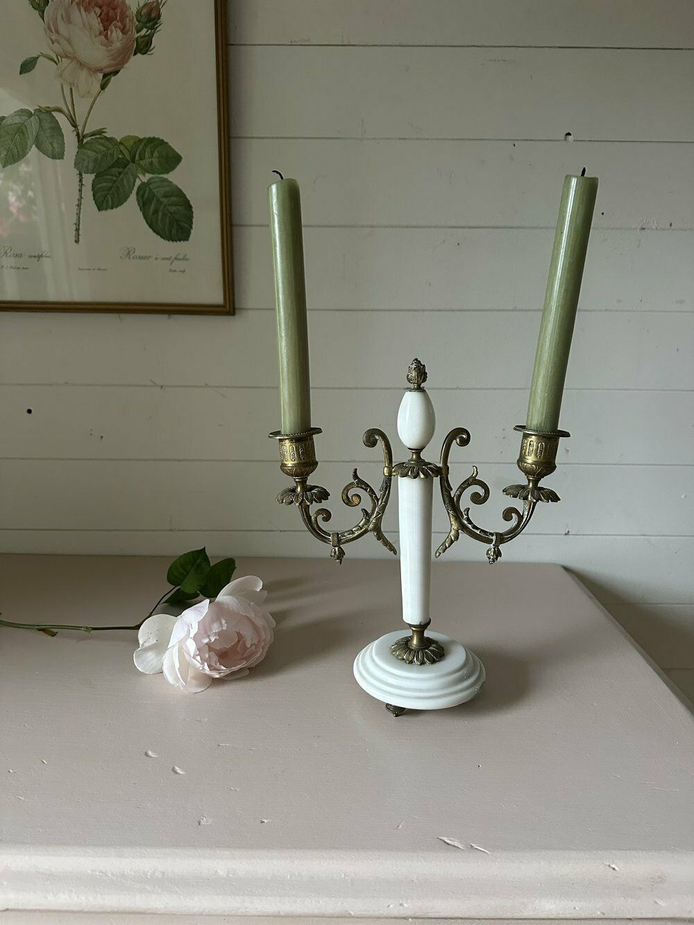 Pretty Antique 19th Century Marble And Bronze Candelabra photo buy