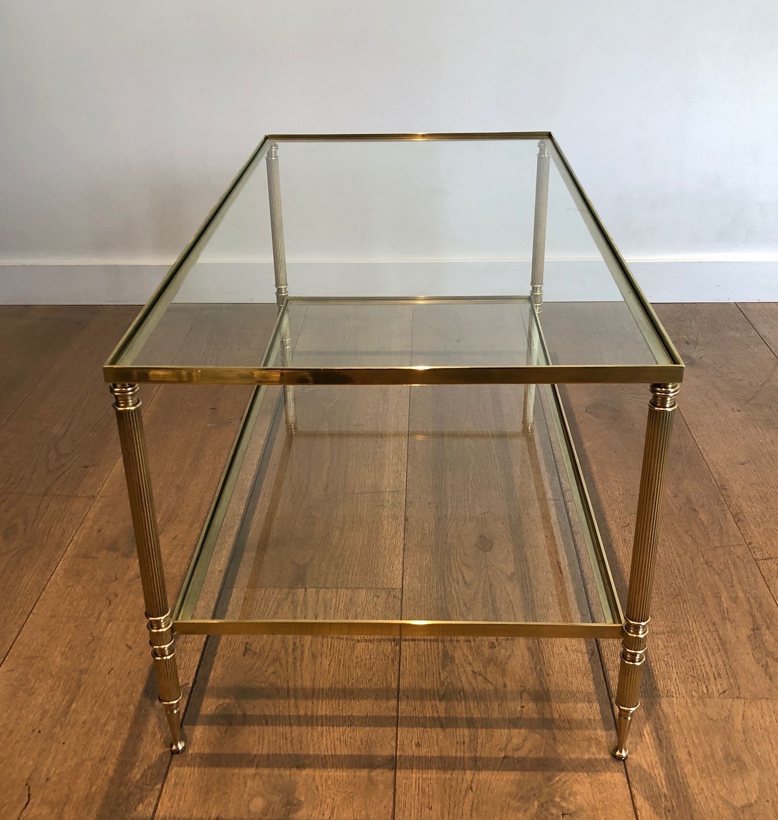 Brass Rectangular Coffee Table In The Style Of Maison Jansen. Circa 1940 photo vinterior