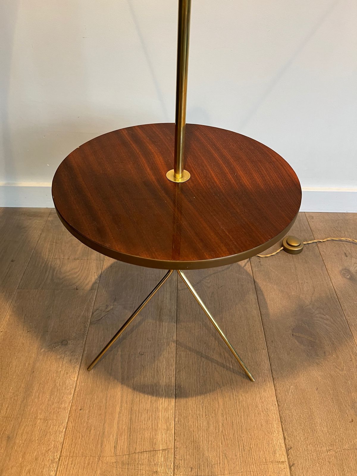 photo for sale Neoclassical Style Brass And Mahogany Floor Lamp In The Style Of Maison Jansen