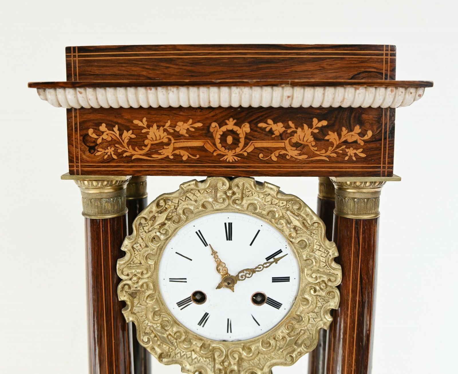 Charles X Portico Clock French Mantle Inlay 1810 photo buy