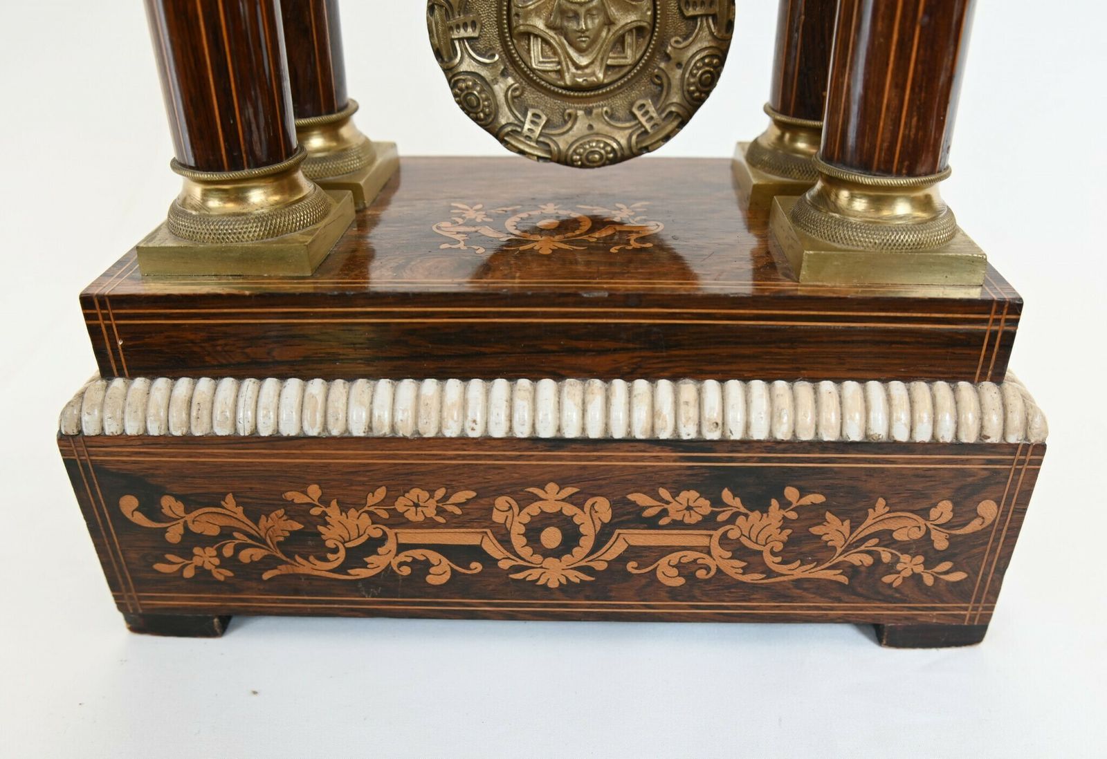 photo furniture Charles X Portico Clock French Mantle Inlay 1810