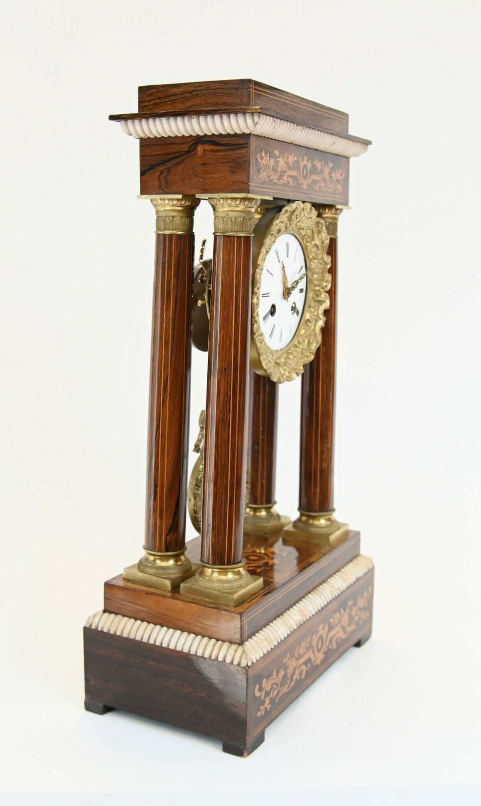 1100.0 Charles X Portico Clock French Mantle Inlay 1810 photo