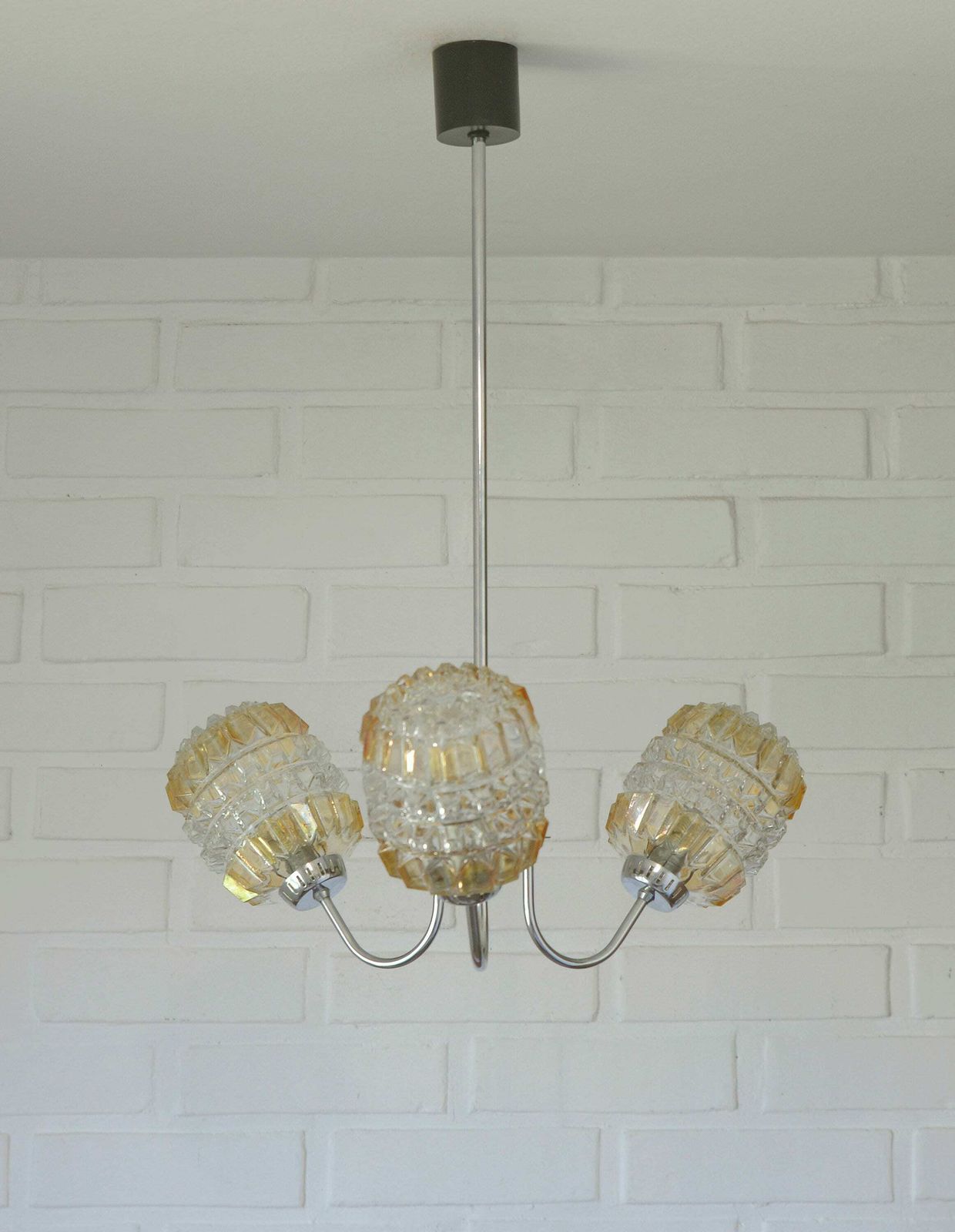 Vintage Pendant Light / Light Fixture / Ceiling Light / Yugoslavia 1960's / Mid Century Chandelier / Hanging Lamp photo for sale