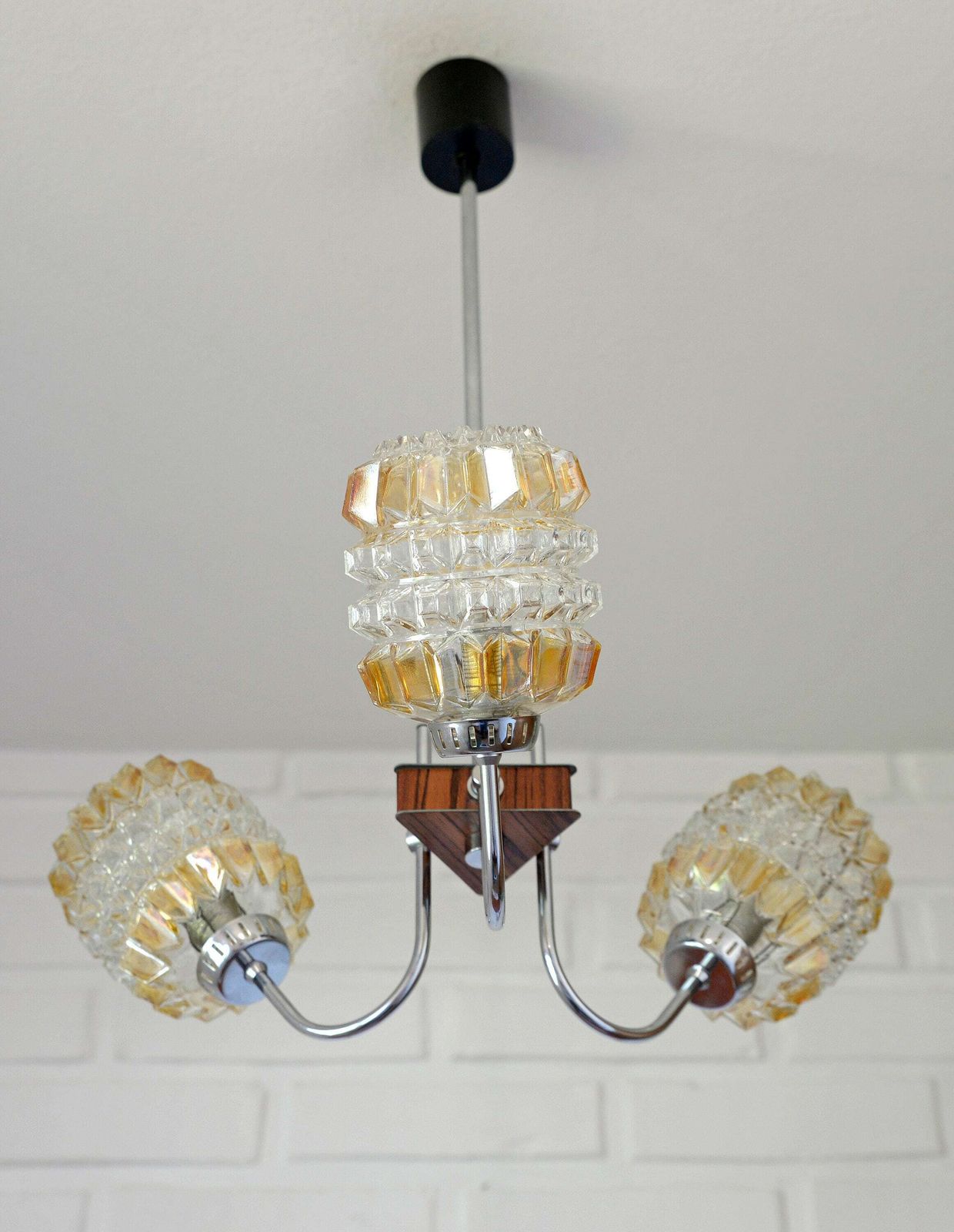 Vintage Pendant Light / Light Fixture / Ceiling Light / Yugoslavia 1960's / Mid Century Chandelier / Hanging Lamp photo 214.0