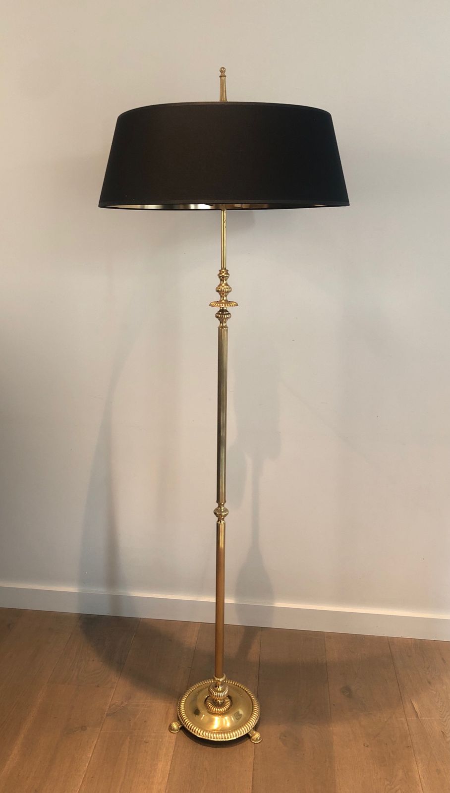 Lighting Neoclassical Style Parquet Floor Lamp In Brass In The Style Of Maison Jansen photo