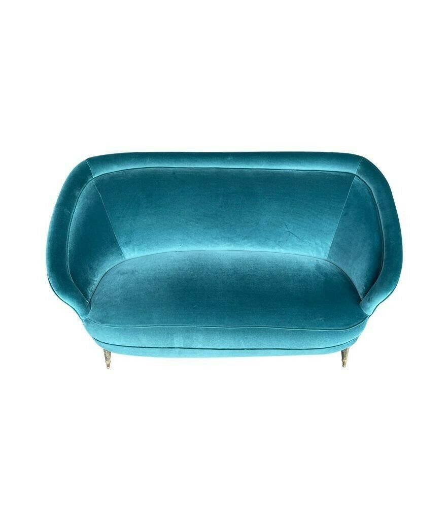 photo furniture An Orignal Italian 1950s Two Seater Sofa With Curved Back, With Brass And Wooden Feet