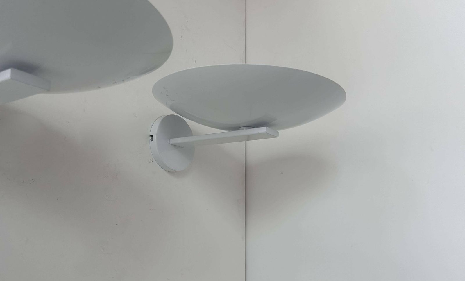 Pair Of Vintage Wall Lights, White Lacquered Metal, France 1970 photo buy