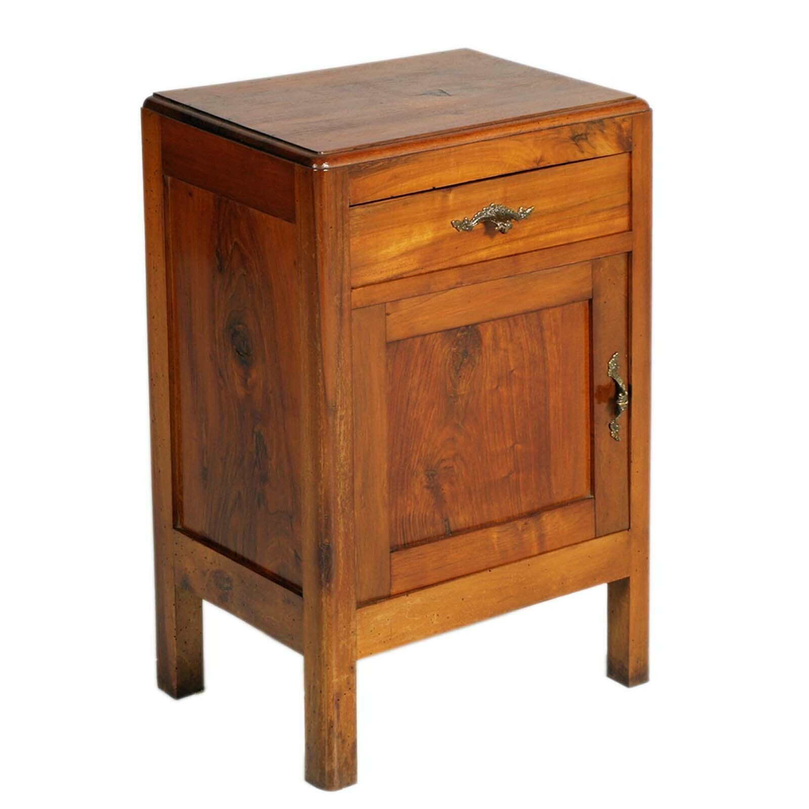 Milan Early 20th Century Art Nouveau Walnut Nightstand By Meroni Fossati Lissone
