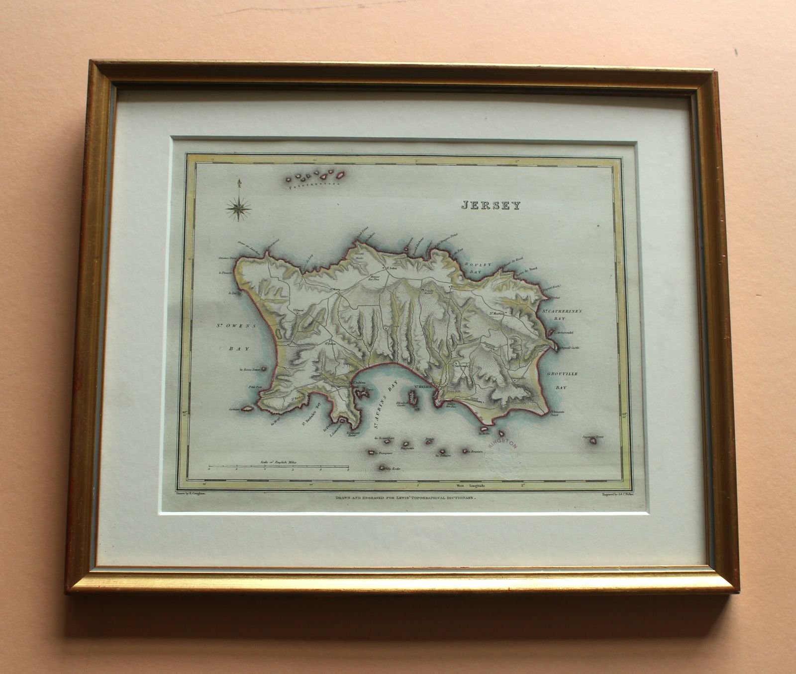 1831 Framed Map Of Jersey By Richard Creighton