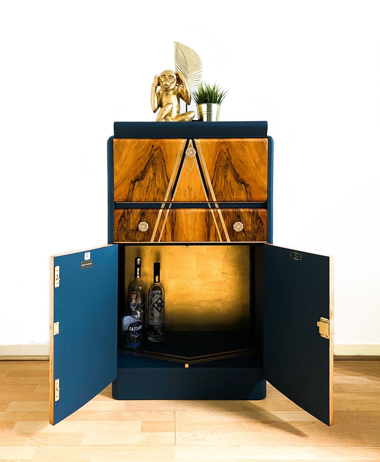 Nathan Drinks/ Cocktail Cabinet In Navy/ Dark Blue,  Art Deco/ Mid Century photo Furniture