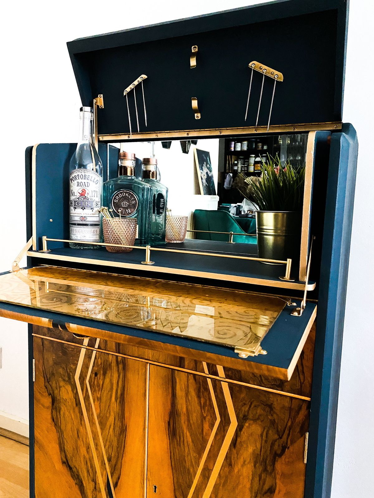 Nathan Drinks/ Cocktail Cabinet In Navy/ Dark Blue,  Art Deco/ Mid Century photo 1595.0