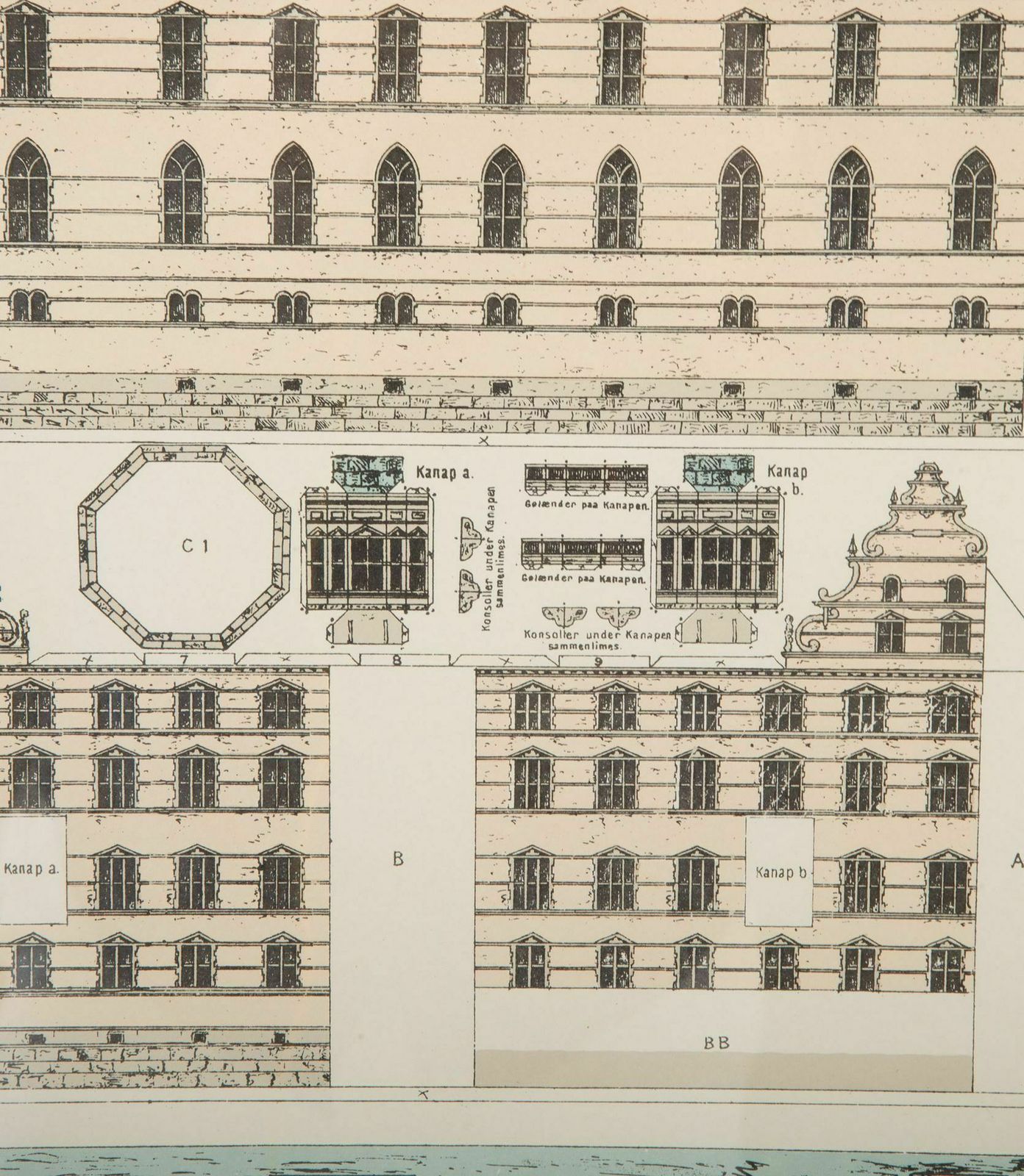 20th Century Architect Plans Of A Frederiksborg Castle, Denmark photo 1200.0