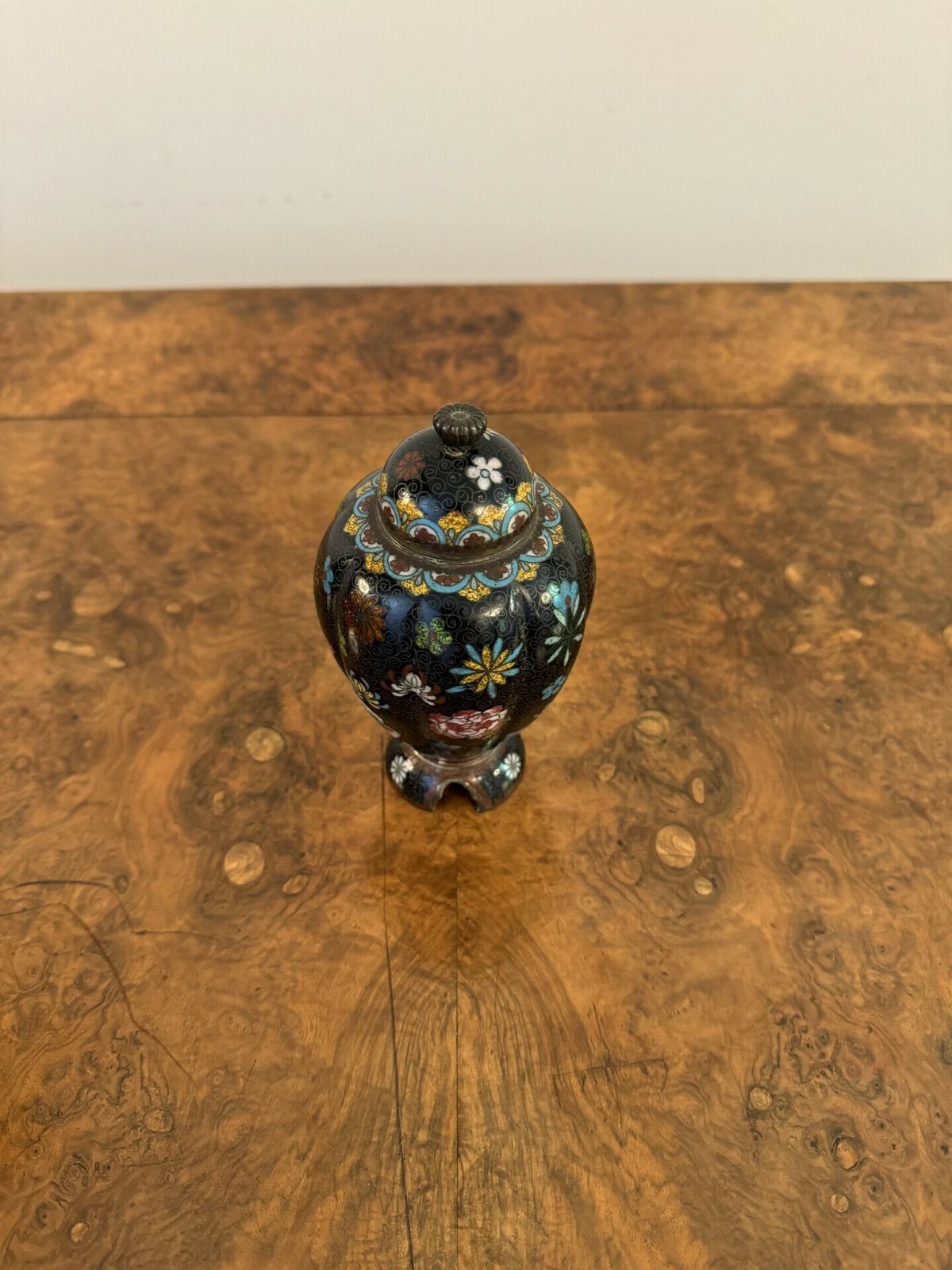 Lovely Pair Of Antique Cloisonne Lidded Vases photo furniture