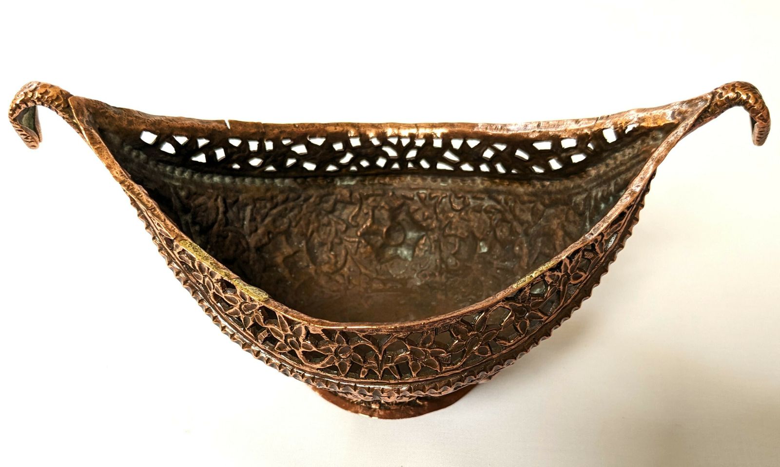 Antique Islamic Copper Kashkul Begging Bowl From Kashmir photo Home Decor