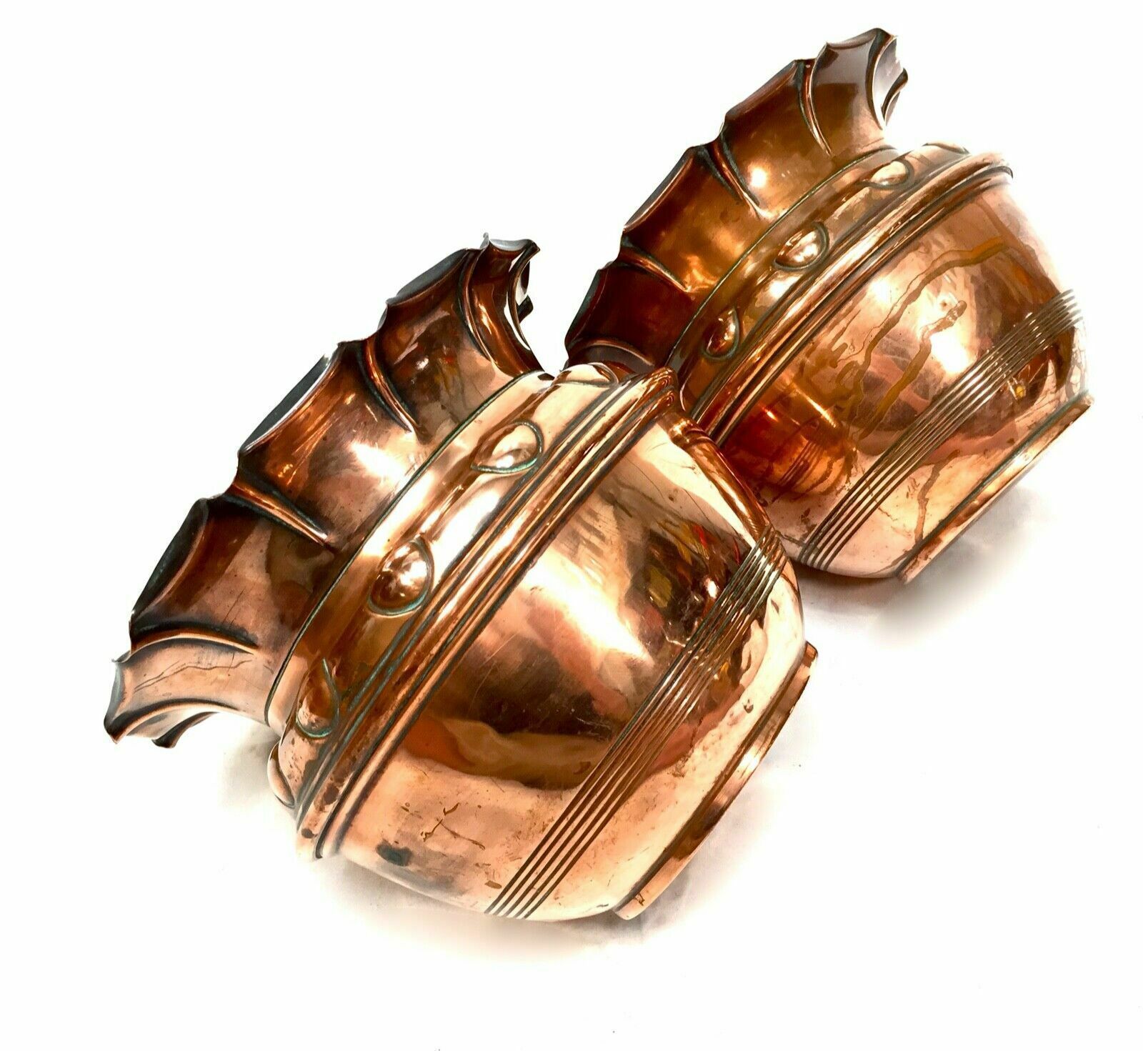 Antique Pair Of Arts And Crafts Copper Planters / Plant Pots / Art Nouveau C1900 photo furniture