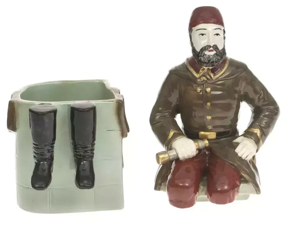 Faience Figurine   Utensil With Lid For Tobacco Osman Nuri Pasha photo Home Decor
