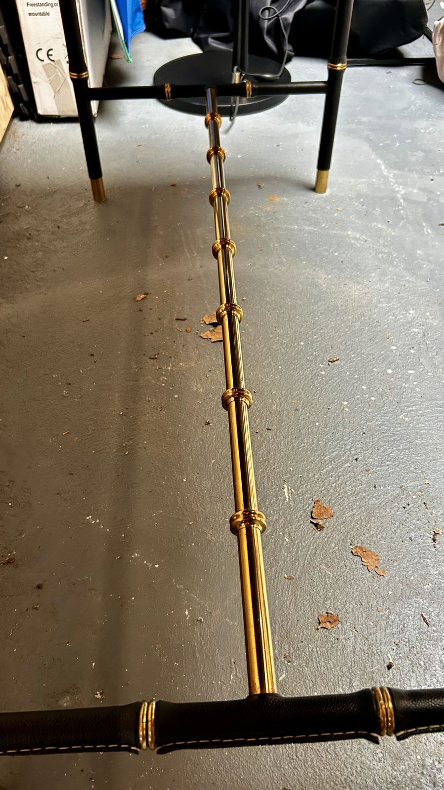 photo furniture Jacques Adnet Style Leather Top Writing Desk With Bamboo Style Leather Wrapped Legs And Brass Details