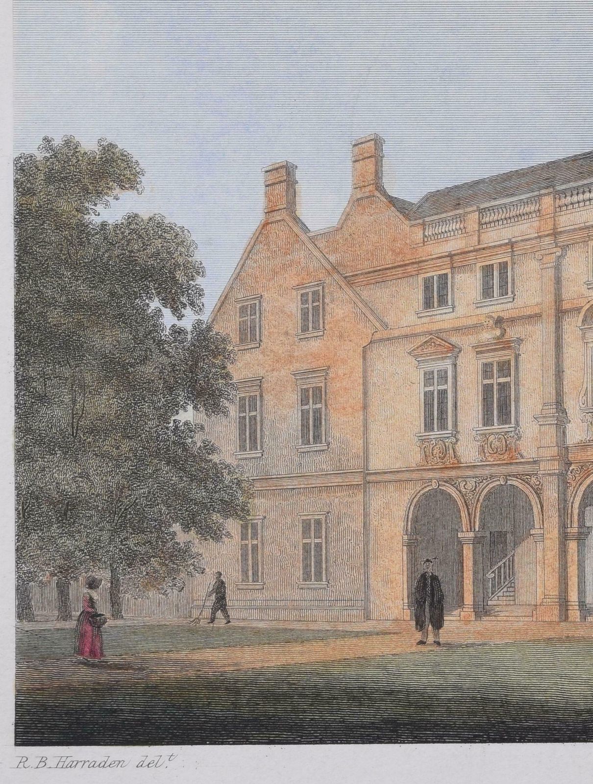 Magdalene College, Cambridge Pepys Library Hand Coloured Etching After Harraden photo for sale