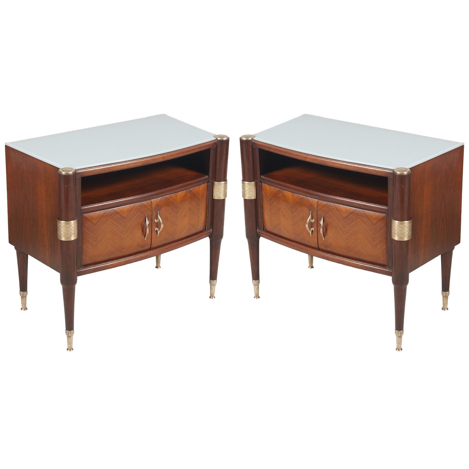 Mid Century Modern Pair Pier Luigi Colli Nightstands, By Permanente Mobili Cantù.