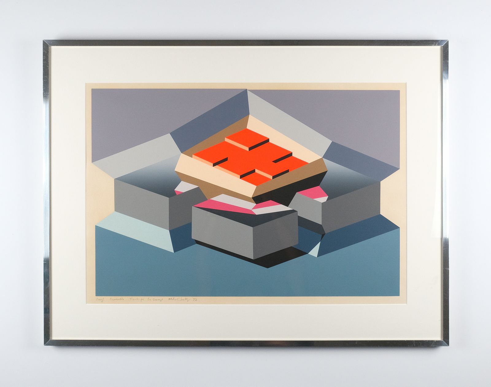 Michael Challenger "Divisable" Op Art Geometric Screenprint, Artist's Proof, 1972