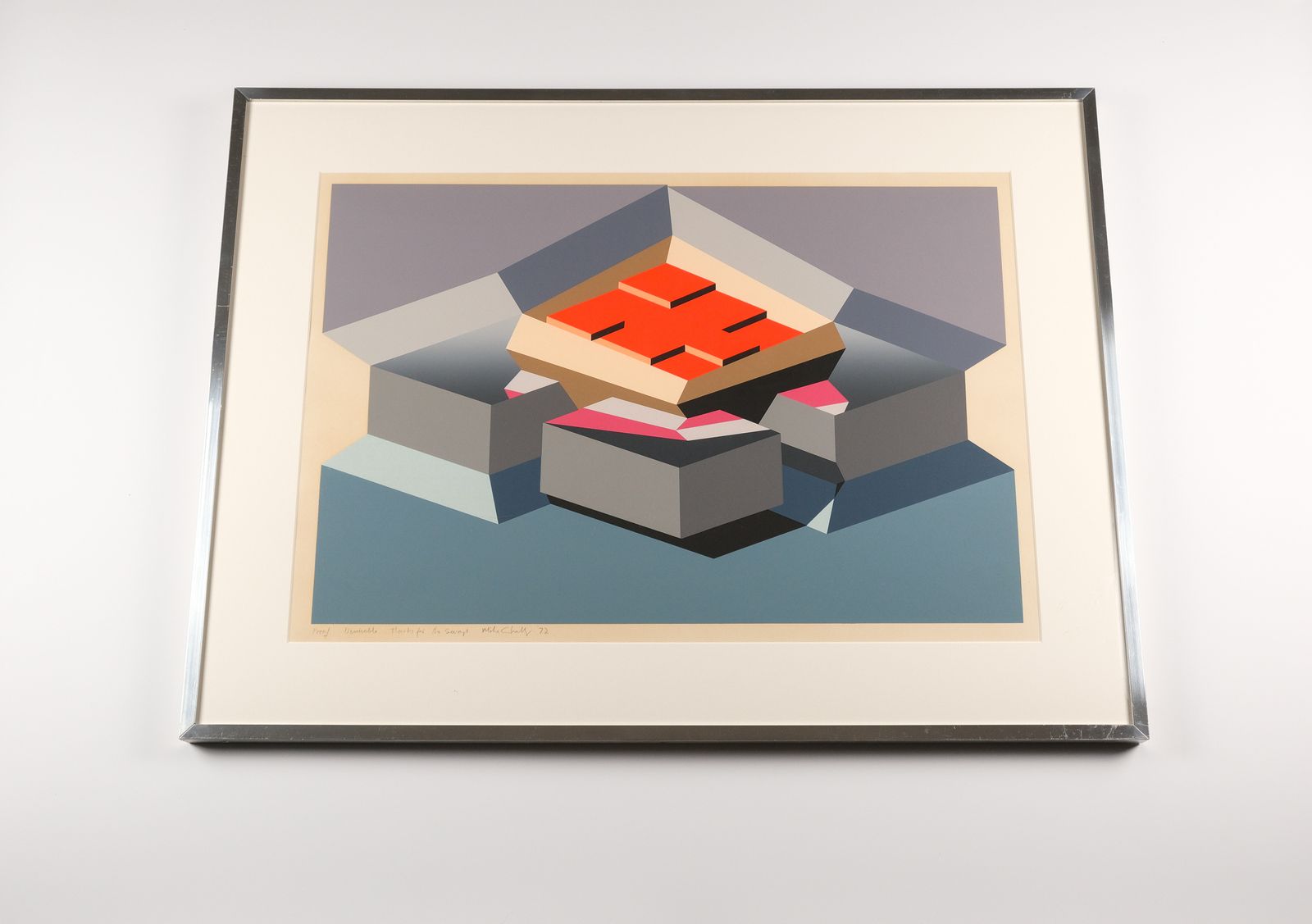 Michael Challenger "Divisable" Op Art Geometric Screenprint, Artist's Proof, 1972 photo buy