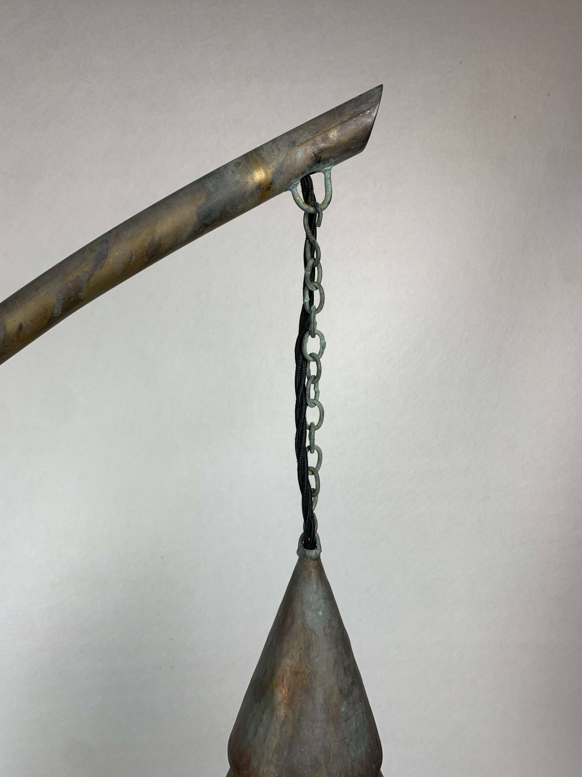 Patinated Rustic Copper And Steel Floor Lamp With Lantern, Indonesia 1980s photo 2400.0