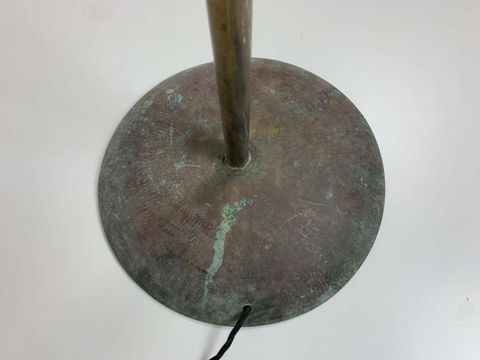 Patinated Rustic Copper And Steel Floor Lamp With Lantern, Indonesia 1980s photo vintage